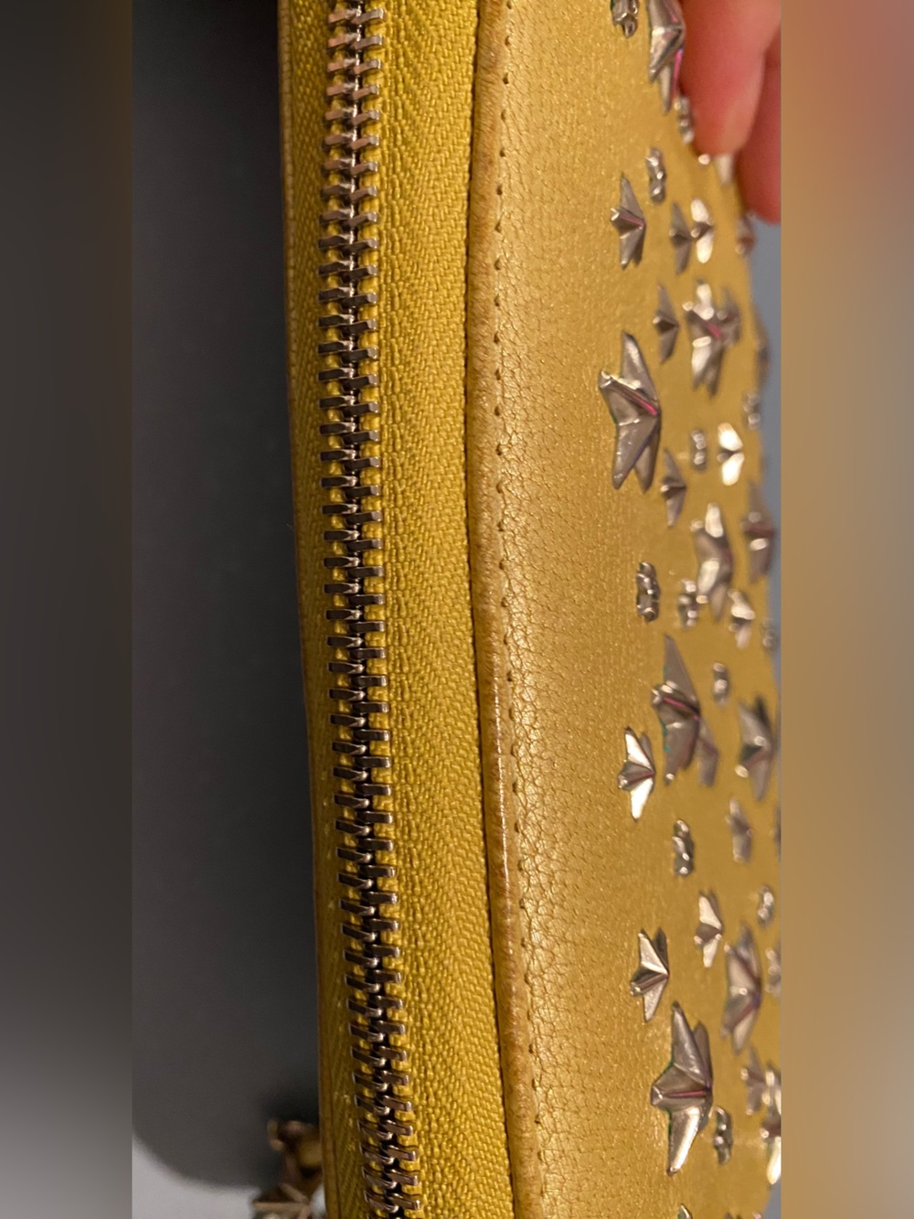 Jimmy Choo Yellow Star-Studded Zip Wallet - Picture 9 of 16